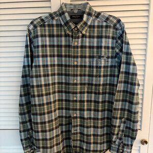 Nautica Men's Green and Blue Plaid Shirt